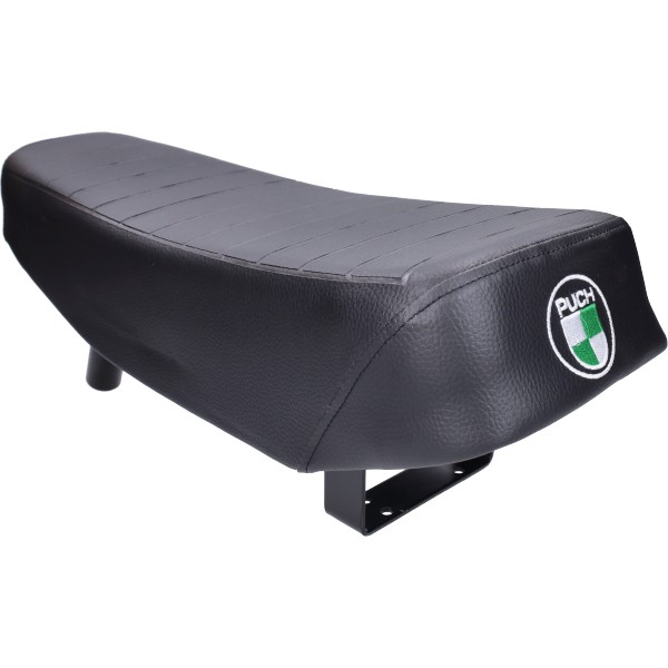 Buddyseat lang (made in eu) + geborduurd logo zwart past op Puch Maxi