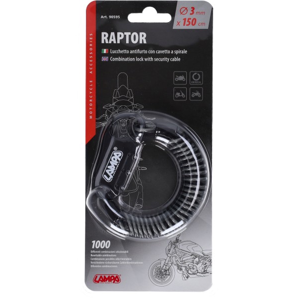 Combination lock lampa + cable universal 150cm grey