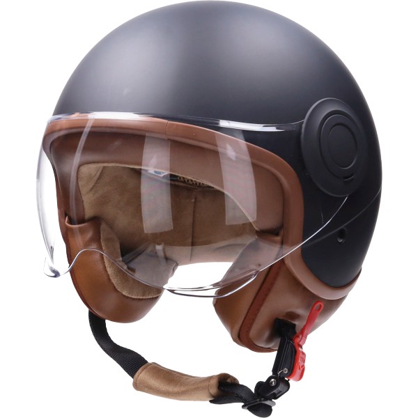 Helm demi-jet E-06 Marke Komfort xs Schwarz matt braun CAB