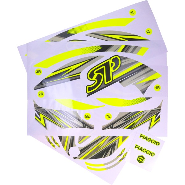 Stickerset GP1 geel fluor 16-delig past op Piaggio Zip Sp