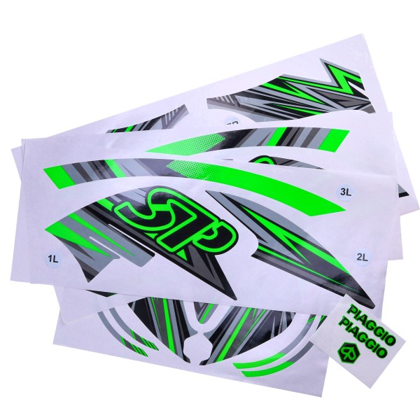 Sticker set GP1 green fluor 16-delig suits on Piaggio Zip Sp