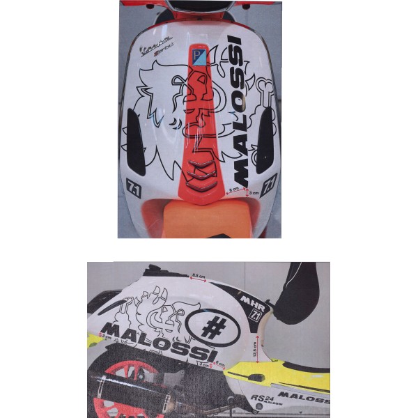 Stickerset Malossi Trophy racingset zwart past op elettrica, Primavera, Vespa Sprint 3