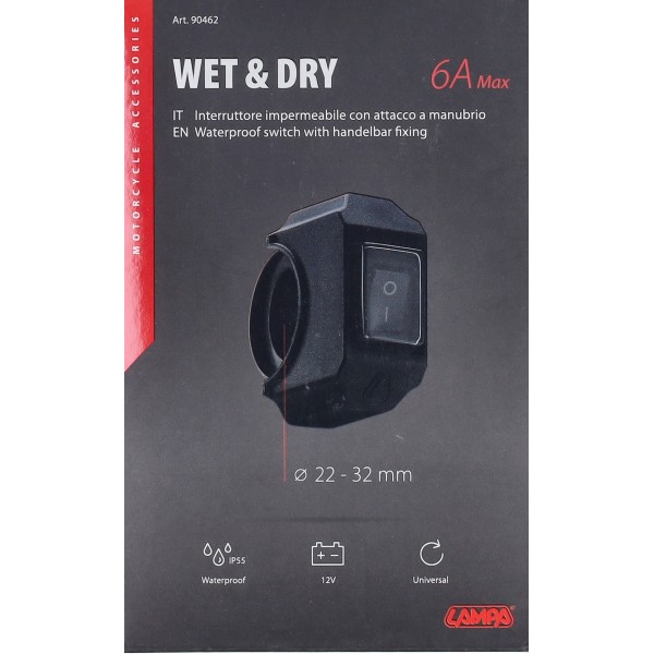 Lenker Schalterelement lampa an / aus waterproof 22-32mm 6amp Schwarz