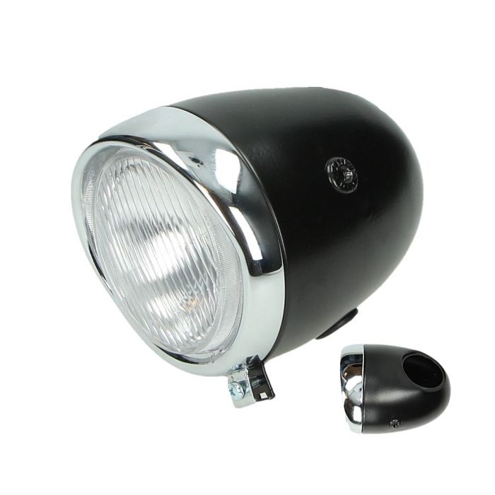 Koplamp rond oldtimer model Puch 130mm zwart zonder originele verpakking